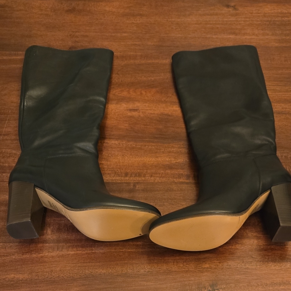 Maje Black Leather Heeled Boots